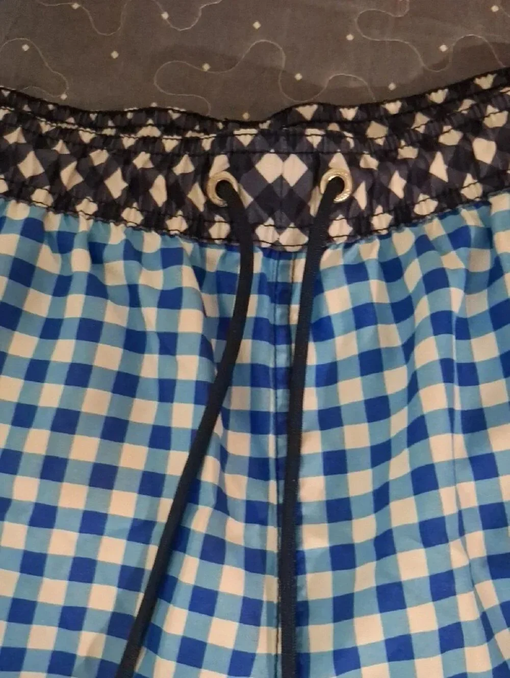 Lands' End Draper James Blue & White Gingham Swim Shorts size Large